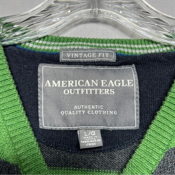 American Eagle AE Vintage Fit Sweater Men’s Size Large Green Cotton/Wool - Picture 4 of 9